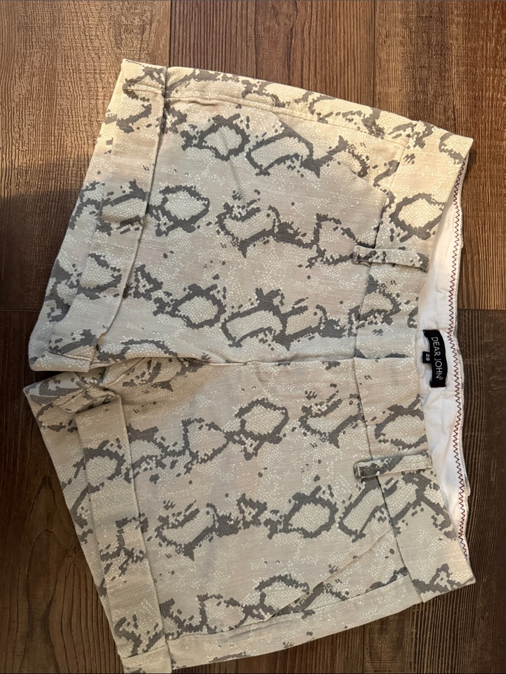 Dear John Beige and Gray Snake Print Shorts